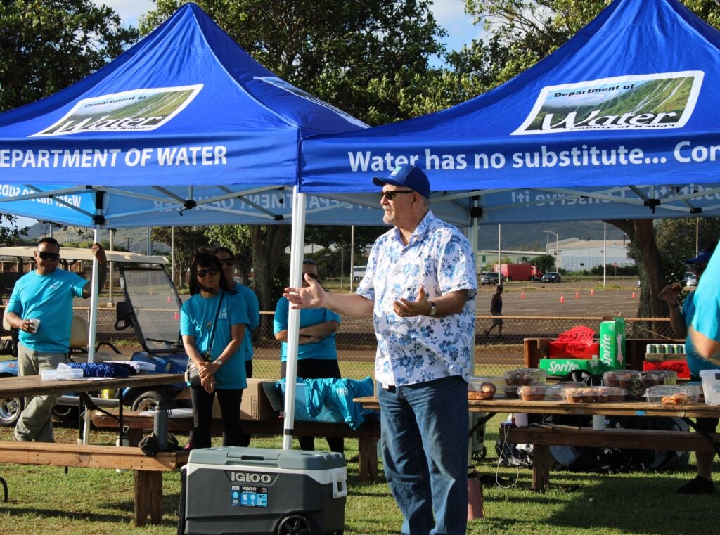 Joe Tait, DOWʻs Manager and Chief Engineer, speaks at the 20th Annual Make a Splash, 2025.