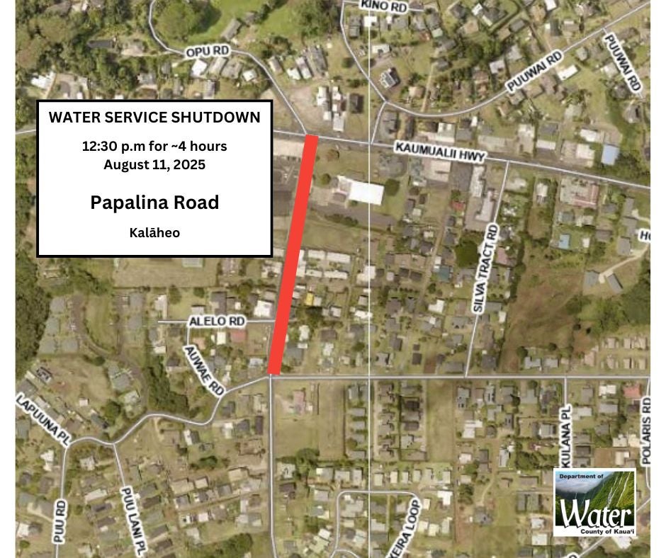 Map of affected portion of Papalina Road.