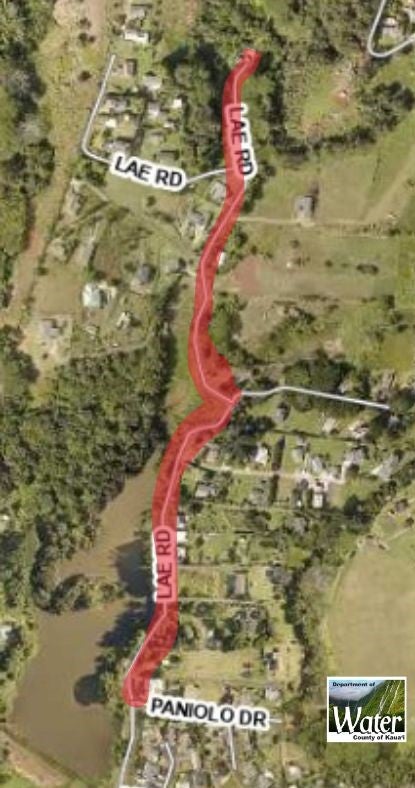 Section of Lae Road affected by water service shutdown.